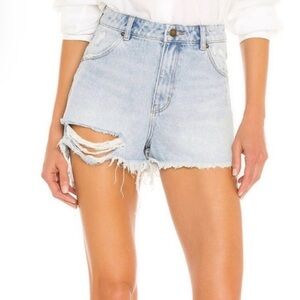 Rolla’s Dusters G’Day Mate High Rise Denim Jean Shorts Distressed Light Wash 26